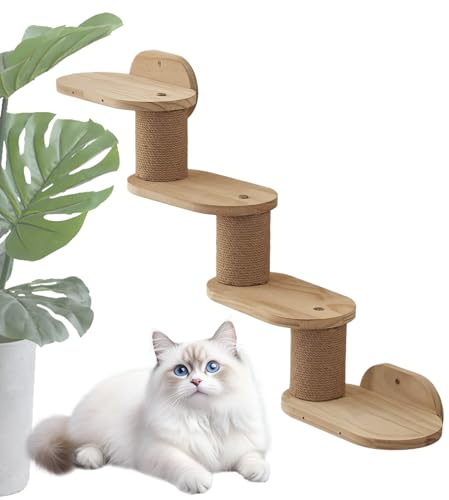 Sghtil - Estantes de pared para gatos | Estantes de fijación de pared para gatos - Estructura de madera colgante con escalera, escalera, escalera, rascador, torre y zona de juegos para interior