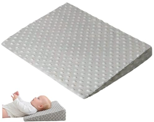 Pineeseatile Almohada de cuña para bebé, Almohada de reflujo de ácido de ácido Suave y Suave con Cubierta extraíble y Cremallera Invisible para alimentación de Botellas, Dormir, Lactancia, Gris
