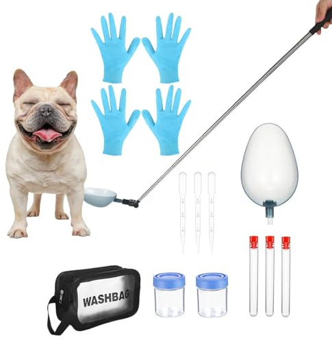 Dubbulon Hunde-Urinprobenfänger - 29-104cm Teleskopischer Urinfänger, Urin-Test-Set Für Schwangere Hunde, Wiederverwendbar, Hundes-Urin-Stab Für Tierärztliche Versorgung, Für Kleine, Große Hündinnen