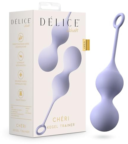 Chéri by Blush - Weighted Silicone Kegel Balls for Women - Premium Pelvic Floor Exerciser & Strengthening Device for Intimate Wellness - Platinum-Cured Dual Pelvic Muscle Trainer - Purple