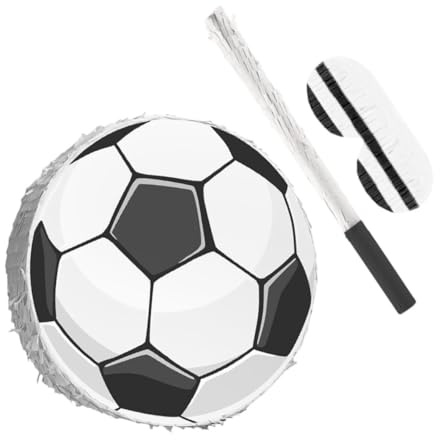 JOINPAYA Fußball Piñata mit und Augenbinde Stabile Pappe mit Buntem Krepppapier für Sport geburtstagsfeiern Partydeko und Lustige Spiele für Jungen und Mädchen