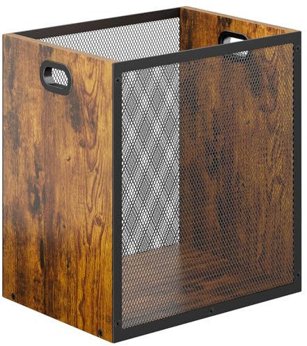 Yociyoga Mülleimer,Papierkorb 16.8L, badmülleimer,Mülleimer büro aus Holz und Eisen, Rechteckiger papiermülleimer Für Bad, Büro, Eingang, Arbeitszimmer, Balkon