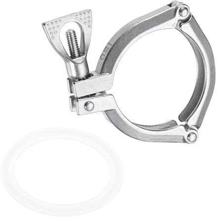 sourcing map Stainless Steel Single Pin Tri Pipe Clamp 3 (77.5mm) Sanitary Clamp with Wing Nut Fitting Connection with Silicone Gasket for Food Beverage Cosmetics Factory Pipes