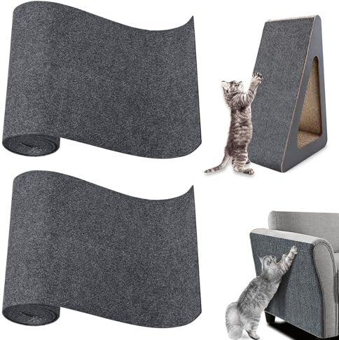 2 Stück Kratzmatte Selbstklebend 200 x 40 cm, Kratzschutz Sofa Kratzteppich Trimmbar Kratzbrett Wand Katzenkratzmatte Verdickte Kratzbretter Katze Wand für Möbel Couch Schutz