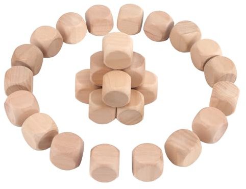 30 Pezzi Dadi in Legno Grezzo 20 x 20 x 20 mm | Cubi di Legno Vuoti Fai Da Te,Ideal per Artigianato e Props di Giochi da Tavolo