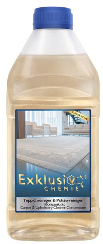 Exklusiv Chemie Teppichreiniger & Polsterreiniger Konzentrat 1L - Geeigent für Waschsauger & Nassauger - Für Teppiche, Polster, Autositze & Textiloberflächen – Frischer Duft