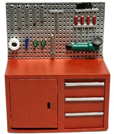 Milageto Porte-outils de garage 1/64, maquette d'armoire à outils miniature, sculpture créative pour atelier de réparation, parking, garage automobile, Rouge Neuf