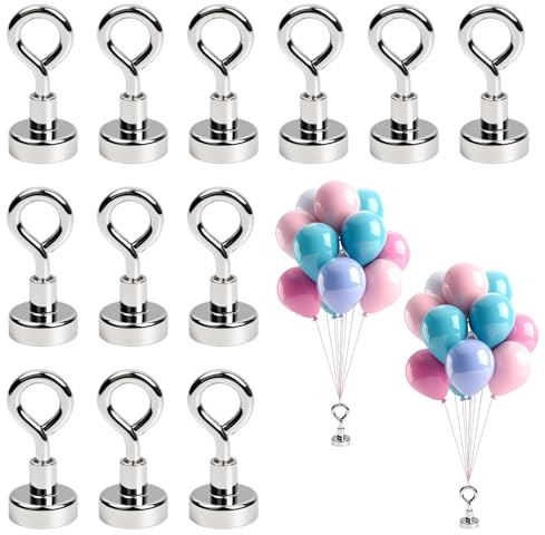 Lot de 12 lestés pour ballons à l'hélium, support de ballon, lest de ballon, poids de ballon, réutilisables, pour fête, mariage, anniversaire, Noël (argenté)