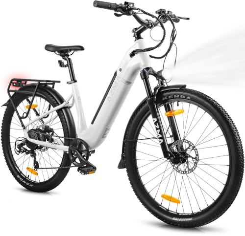 AZMA A1 Bicicleta Eléctrica 27.5, 36V 18Ah Alta Autonomía, con Intermitentes Delanteros y Traseros, E-Bike para Ciudad y Trekking