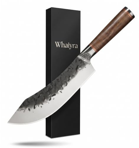 Couteau de Chef Japonais Forgé 28,5 cm – Lame Martelée Ultra Tranchante en Acier Haute Qualité – Couteau Cuisine Professionnel pour Viande, Légumes et Découpe Précise – Manche Ergonomique Bois
