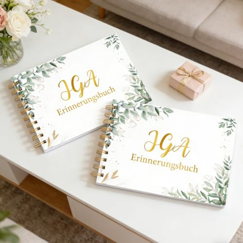 WEDNOK JGA Gästebuch für Junggesellenabschied - Personalisiertes Party Erinnerungsbuch mit Blatt Design (Varianten 1)
