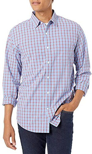 Amazon Essentials Uomo Camicia Casual in Popeline a Maniche Lunghe vestibilità Regular
