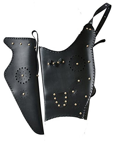SoSoBiu Shoulder Back Quiver and Bow Holder Case Traditional Archery Quiver Set with Handmade Straps Belt for Recurve Bow, Black