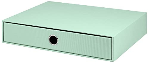 Rössler SOHO 1er Schubladenbox aus Papier | Büro Organizer Schreibtisch | Schubladen Organizer Büro Zubehör & Bürobedarf | Schreibtisch Organizer Box | 34 x 25 x 7 cm | 1 Stück | Farbe: Grün | Mint | Schreibtisch Organizer für Dokumente, Unterlagen, Bürozubehör und geordnete Aufbewahrung