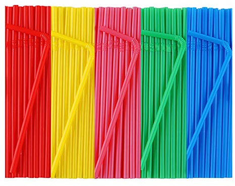 500 Pcs Colorful Disposable Plastic Flexible Straws.(0.23'' diameter and 7.7 long)
