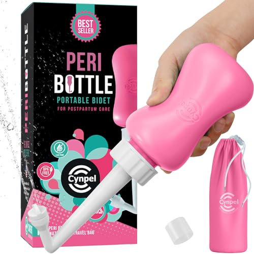 Cynpel Botella Perineal Postparto - Bidet Portatil de 350 ml para Mujeres - Botella Lavado Perineal Postparto para Maternidad - Peri Bottle Rosa