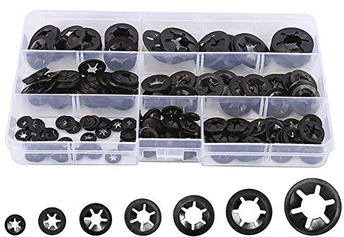 340 Stück Unterlegscheiben, Innenzahn Schnellverschluss Sicherungsring Sortiment Kit Unterlegscheiben M3 M4 M5 M6 M8 M10 M12