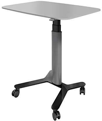 ESMART EAX-131 BG 90 x 60 cm Hellgrau Ergonomischer Steh-Sitz-Pult-Schreibtisch Stufenlos elektrisch höhenverstellbar 65-130 cm mobiles Stehpult rollbar
