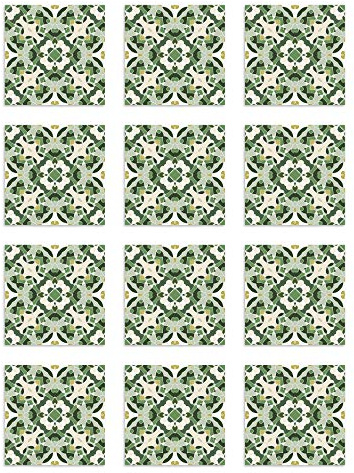 Panorama Adesivi per Piastrelle in Vinile PVC Set di 72 Piastrelle di 10x10 cm Idraulico Orientale Verde - per Cucina e Bagno - Stikers per Pareti - Mattonelle Adesive