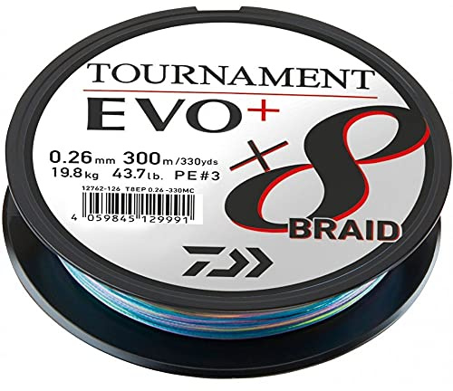 Daiwa Tournament x8 Braid EVO+, 300m, Mehrfarbig, Geflochtene Angelschnur
