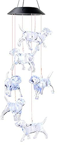 CRGANGZY LED Carillons éoliens Solaires Changement de Couleur Chien Suspendu Décor Coloré Changement Solaire Boule Carillons Éoliens Lumières Mobiles pour Jardin Fête Fenêtre Chambre