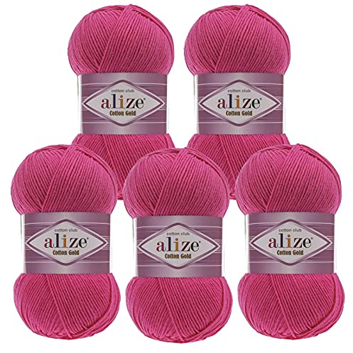 5 x 100g Strickgarn Alize Cotton Gold Uni Klassikgarn Häkelgarn Strick-Wolle Farbwahl