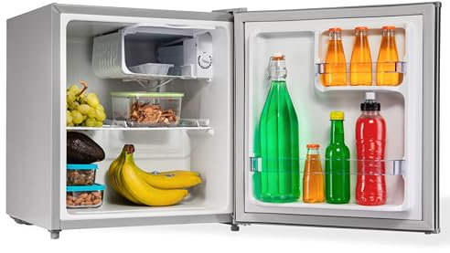 PremierTech PT-F47S Mini Frigo 45 Litri Silver Frigorifero Compatto con Porta Reversibile Classe Energetica E Libera Installazione Termostato Regolabile per Hotel Ufficio Casa Camera B&B Appartamenti