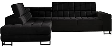 Mirjan24 Ecksofa Laris, Polsterecke mit Schlaffunktion und Bettkasten, Eckcouch, Polstersofa, Couch, L-Form Sofa, Polstergarnitur, Wohnlandschaft, Bettsofa (Magic Velvet 2219, Seite: Links)