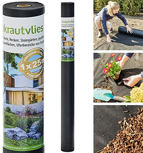 zooprinz Dickes und reißfestes Unkrautvlies – 25m, 50m oder 75m Gartenvlies auf praktischer Rolle – Unkrautfolie witterungsbeständig – Vlies Wasser- und luftdurchlässig – Perfekter Schutz vor Frost