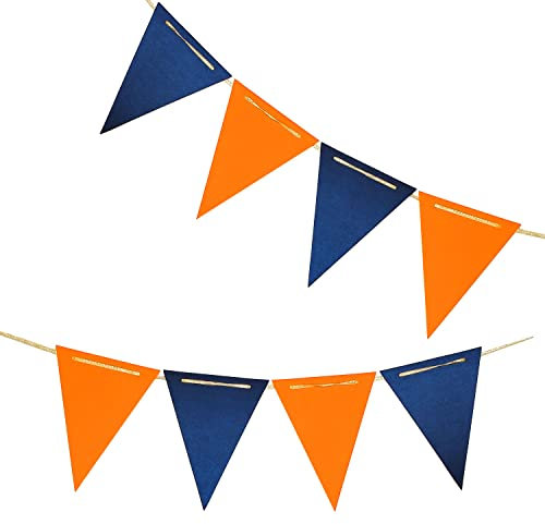 Blaue und orangefarbene Wimpelkette, Blau und Orange, Vintage, doppelseitige Dreiecksflagge, Wimpelbanner für Baby-Geburtstagsparty, 30 Stück, dreieckige Flagge (eine 7.8 m oder zwei 3 m)