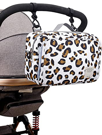 ISAKEN Bolso Carro Bebe Universal, Bolsa Organizadora de Cochecitos para Mama, Organizador para Coches de Paseo, Bolsa de Almacenamiento Impermeable Apto para Todos Los Cochecitos