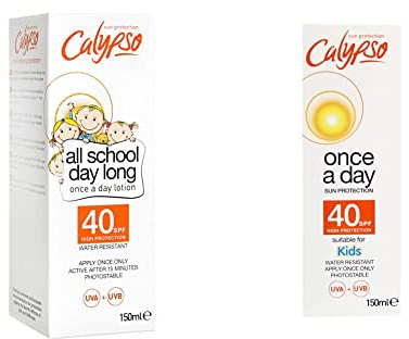 Calypso All Day Long Sun Lotion SPF 40, 150ml & Once a Day Sun Protection Lotion with SPF 40