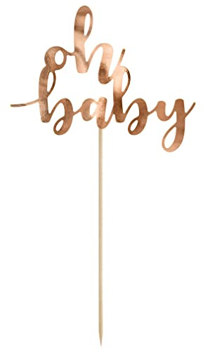 Cake Topper Oh Baby Roségold – XL Kuchenstecker Baby Shower | Kuchendeko für Babyparty, Baby Shower & Gender Reveal – XL Tortenstecker aus Holz & Papier, Made in EU