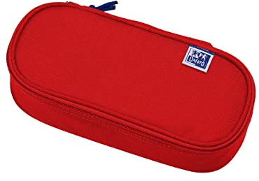 Oxford Federmäppchen oval, mit Gummiband und Stiftehalter, rot