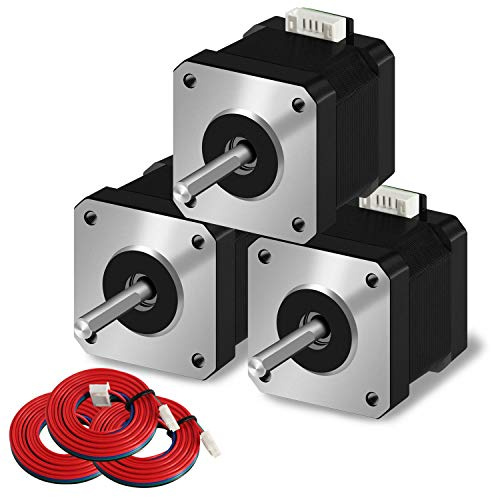 iMetrx Nema 17 - Motore passo-passo 42 x 40 mm, pancake (3 pezzi/confezione) 1,5 A-3,3 V, 2 fasi, 4 fili, 1,8 gradi, con cavo da 1 metro per stampante 3D