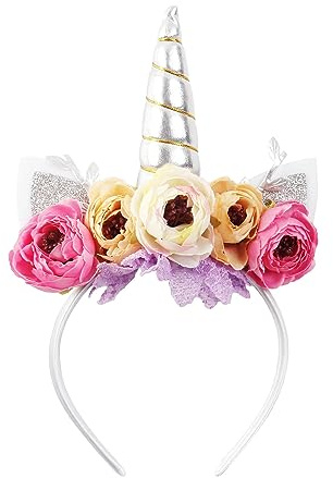 Nishine Mädchen Glitter Einhorn Horn Stirnband Kamelie Pony Stirnband Blume Haarband Tiara für Party Geburtstag Geschenk