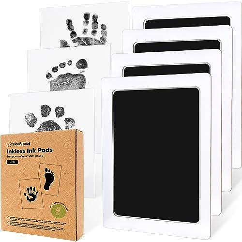 Impronta a mano e impronta Baby Set - 4pcs Impronta a mano Baby Inkkless Stamp Pad - Set di impronta del bambino,Set di impronta a mano - Set di impronta Baby Gift - Paw Imprint Set Dog (Jet Black, L)