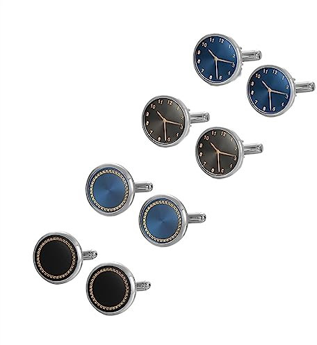 Krawattenklammern for Männer, personalisierte Krawattenklammer, 4 Paar Manschettenknöpfe, Herren-Hemd-Manschettenknöpfe, Hochzeitsgäste, Ehemann, Schmuck, Business-Krawattenklammer ( Color : 11-1SIZE