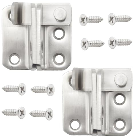 Hocansen 2 Pezzi Chiavistello in Acciaio Inox Piccolo Serratura Porta con Viti, Antifurto Chiusura di Sicurezza Aperto a Destra per Mobili Porta Finestra（HD）