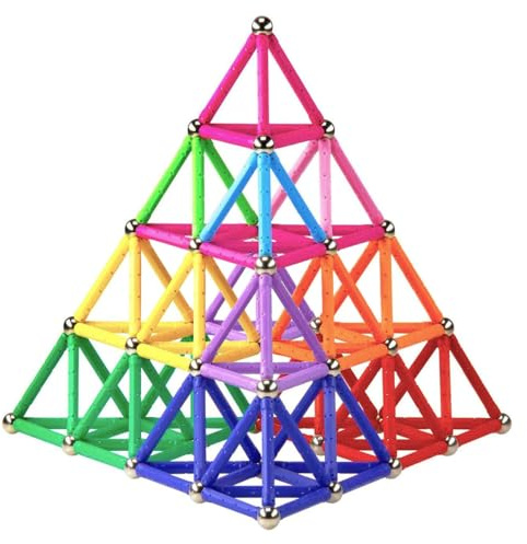 Funifinds 165PCS Magnetic Building Blocks Toys, 2.3 Magnet Sticks and Non-Magnetic Balls Set Magnet Game for Kids and Adult, 3D STEM Building Toys with Storage Bag