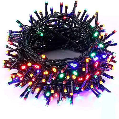 ACAN Tradineur - Tira de 300 luces LEDs a pilas - Apto para interiores y exteriores - Función de luz foja e intermitente - 24 Metros - Multicolor.