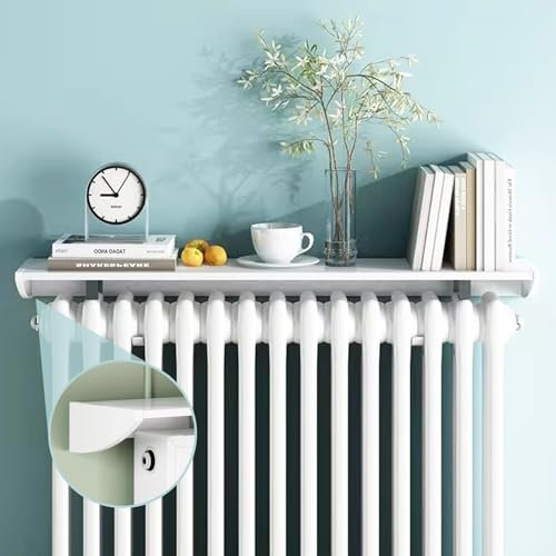 UVCMDUI Heizkörperabdeckung Weiß, Breite 15 cm Universelles Heizung Verkleidung, Heizkörper Abdeckung aus Aluminiumlegierung Ohne Bohren mit 4,5 cm Halterung, Staubdichtes Rauchfreies,160cm