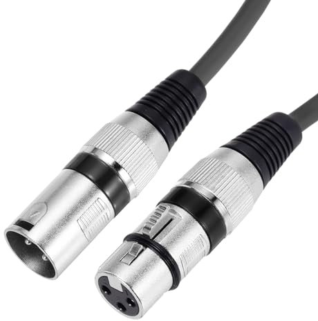 sourcing map XLR Male to XLR Female Cable, 3.0 m XLR to XLR Microphone Cable, Audio Adapter Cord for Preamps/Speaker Systems, Black