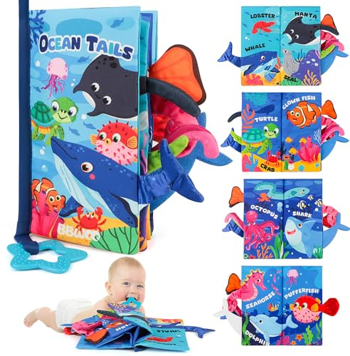 BBWOO Baby Books 0-6 Months, Sensory Toys for Babies, Touch & Feel Tummy Time Books Baby Gifts for 0 3 4 6 Months Boys Girls