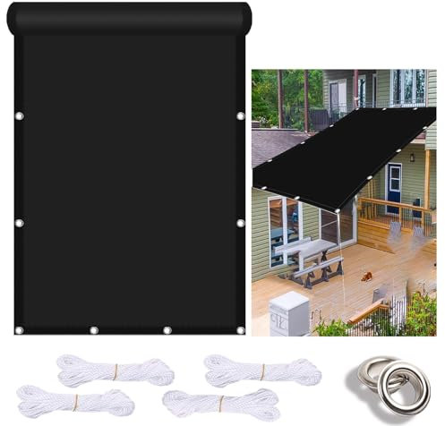 Wasserfestes Sonnensegel, 5 x 0,85 m, windabweisend, UV-beständig, rechteckig, mit Gratis Seil, für Outdoor, Garten, Party, Hinterhof, Beige