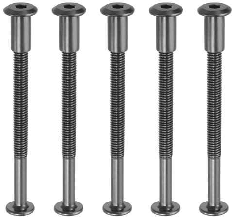 PATIKIL 5 kit Tornillo de Conexión, M8*70mm Postes de Tornillo de Unión Hexagonal Tornillos Chicago de Encuadernación Acero al Carbono Manguito para Muebles Cinturón Armario, Negro