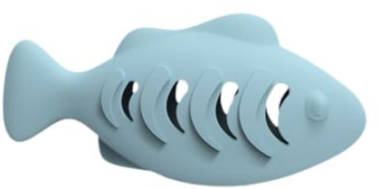 perfk Kickerspielzeug aus lebensmittelechtem, Zahnungsspielzeug für Katzenzahnbürsten in Fischform, Kauspielzeug für Katzen aus in Fischform, Blau