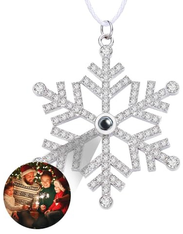 Personalisierte Schneeflocke Weihnachtsschmuck, Personalisierter Foto Projektion Ornament Weihnachtsdeko, Personalisiert Weihnachtsanhänger mit Foto, Fotogeschenke für Paare, Familie und Freunde
