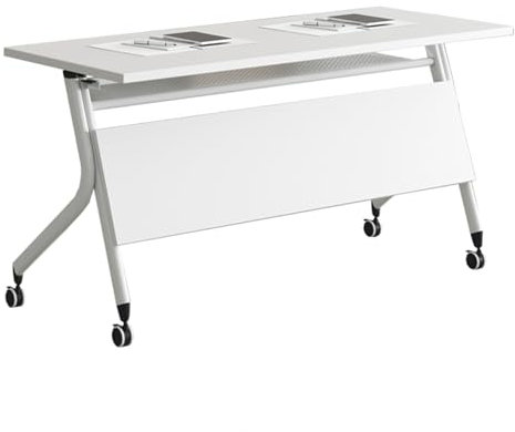 Zusammenklappbarer Konferenztisch auf Rädern für Büro und Klassenzimmer, rechteckiger Trainingstisch mit Klappdeckel und Leitblech, tragbarer Besprechungstisch (1 Stück, 120 x 40 x 75 cm)
