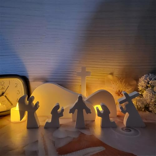 Xidmold Ostern Auferstehung Szene Silikonformen Gießformen, Jesus Krippe Dekorationen Osterszene Gipsformen, Ostern Silikonform für Heimtisch Dekoration